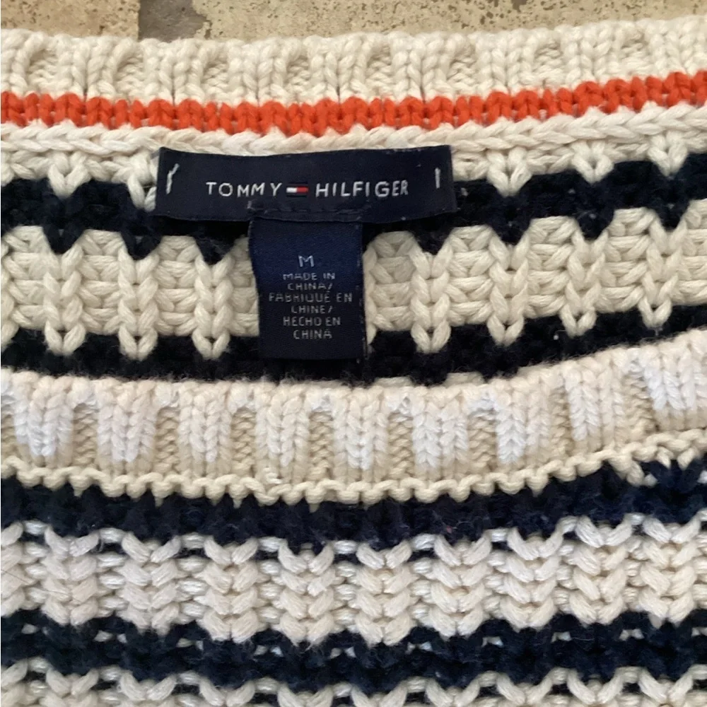 Tommy Hilfiger Cropped Sweater Striped with Zipper Detail, Size M - Picture 3 of 5